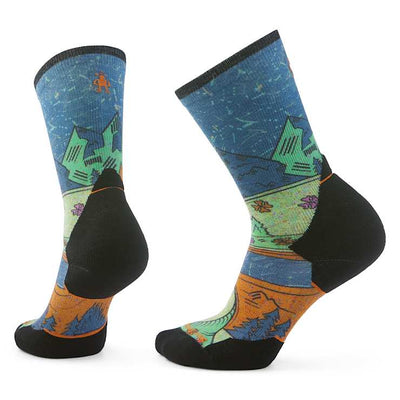 Smartwool Trail Run Mountain Print Crew Socks for Women Twilight Blue