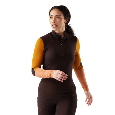 Smartwool Intraknit Thermal Merino Base Layer Colorblock 1/4 Zip for Women Mink