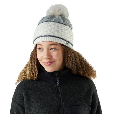 Smartwool Cable Knit Colorblock Pom Beanie Natural
