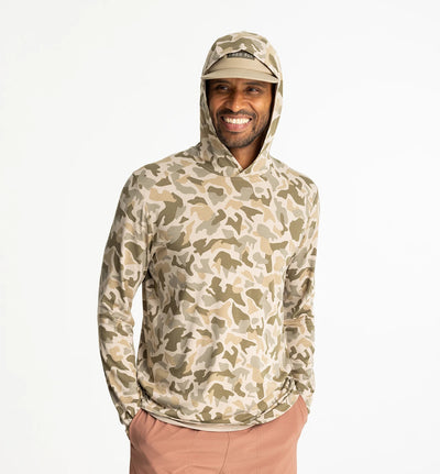 Free Fly Apparel Bamboo Shade Hoodie for Men Barrier Island Camo #color_barrier-island-camo