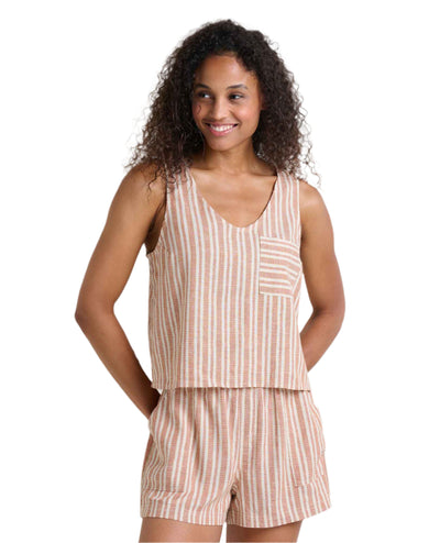 Toad & Co Taj Hemp Button Back Tank II for Women Salt Dobby