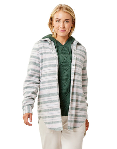 Carve Designs Fairbanks Supersoft Shirt for Women Cilantro Block Stripe #color_cilantro-block-stripe