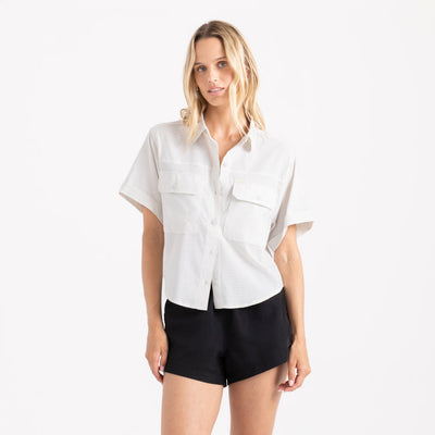 Roark Bless Up Cropped Button Down Shirt for Women Mist