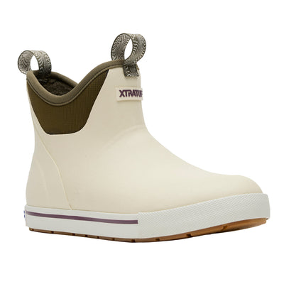 Muck Camp Fleece Lined Ankle Deck Boots for Women Bone White | Dark Olive