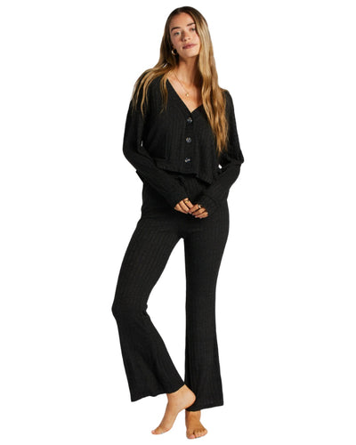 Billabong So Easy Flare Knitted Flare Trousers for Women Black Sands #color_black-sands