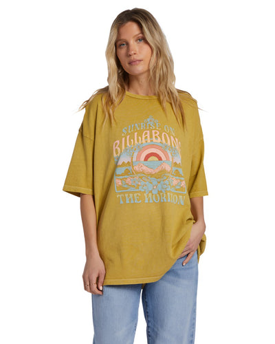 Billabong Sunrise on the Beach T-Shirt for Women Green Envy
