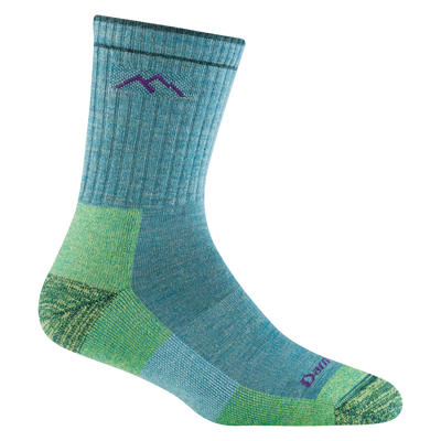 Darn Tough Hiker Micro Crew Cushion Socks for Women Aqua Heather #color_aqua-heather