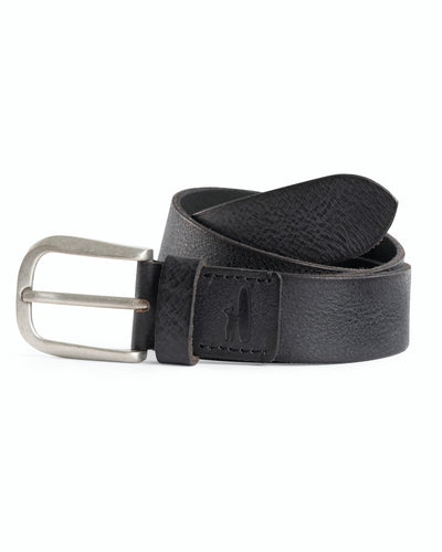 Johnnie-O Grain Leather Belt for Men Charcoal