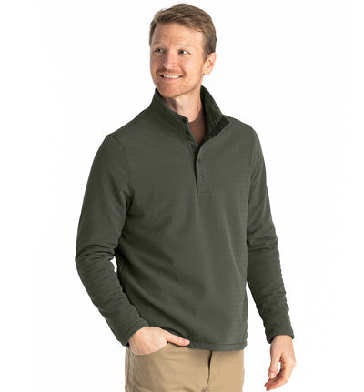 Free Fly Apparel Gridback Fleece Snap Pullover for Men Dark Olive