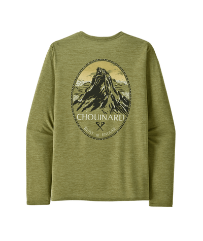 Patagonia Long Sleeved Capilene Cool Daily Graphic Shirt for Men Chouinard Crest: Buckhorn Green