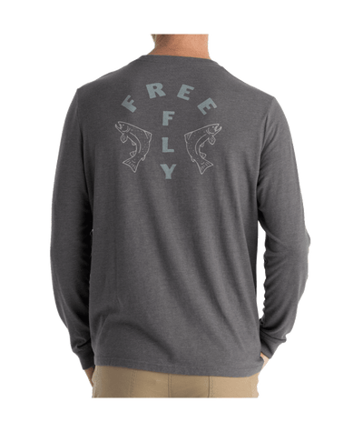 Free Fly Apparel Doubled Up Long Sleeve Shirt for Men Heather Black Sand