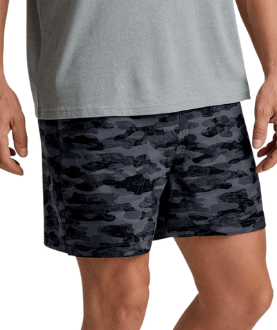 Free Fly Apparel Lined Active Breeze Short for Men - 5.5" Seasmoke Camo Black