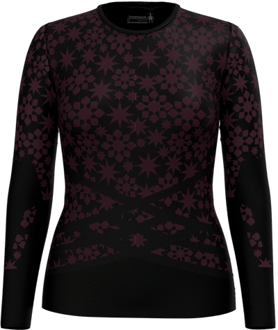 Smartwool Intraknit Thermal Merino Base Layer Pattern Crew for Women Eggplant Black