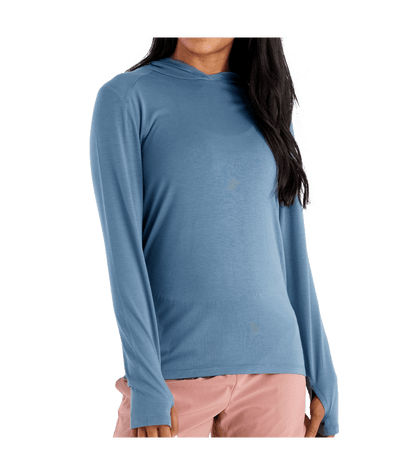 Free Fly Apparel Bamboo Shade Hoodie II for Women Slate Blue #color_slate-blue