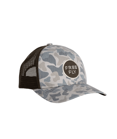 Free Fly Apparel Camo Trucker Hat for Youth Barrier Island Camo