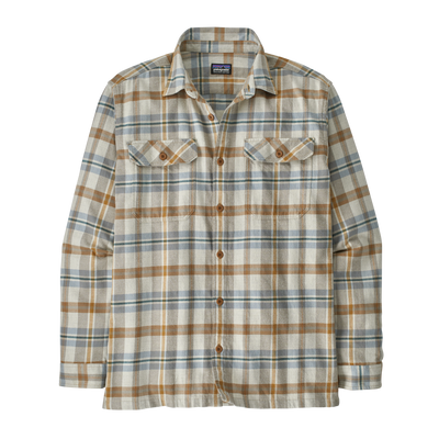 Patagonia Long Sleeved Organic Cotton Midweight Fjord Flannel Shirt for Men (Past Season) Fields: Natural