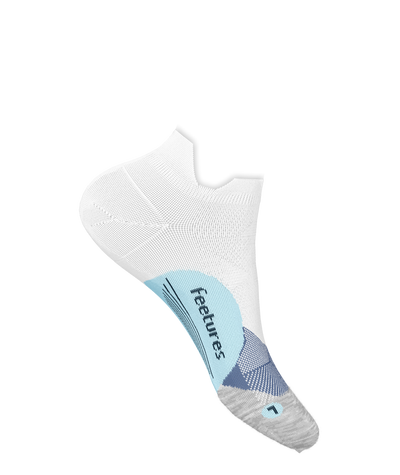 Feetures Elite Light Cushion No Show Tab Socks for Women White Sky