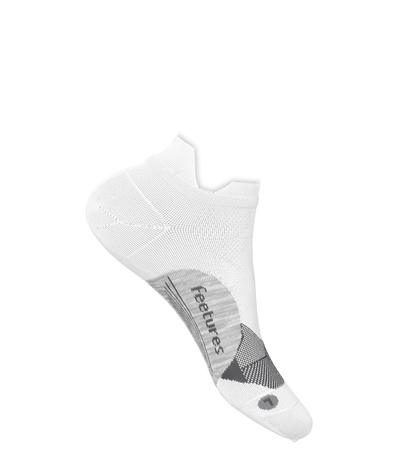 Feetures Elite Light Cushion No Show Tab Socks for Men White