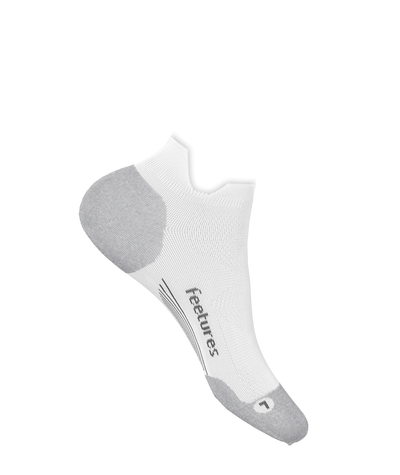 Feetures Elite Max Cushion No Show Tab Socks for Men White