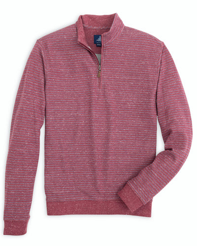Johnnie-O Skiles Striped 1/4 Zip Pullover for Men Currant