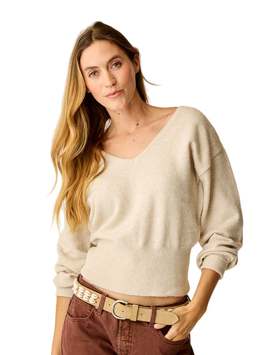 Carve Designs Ruth Reversible Fuzzy Sweater Oatmeal Heather