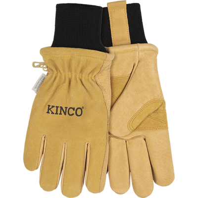 Kinco Lined Heavy-Duty Premium Grain & Suede Pigskin Ski Glove with Omni-Cuff for Women Golden
