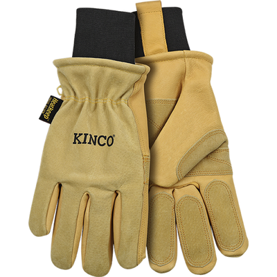 Kinco Lined Heavy-Duty Premium Grain & Suede Pigskin Ski Glove with Omni-Cuff Golden