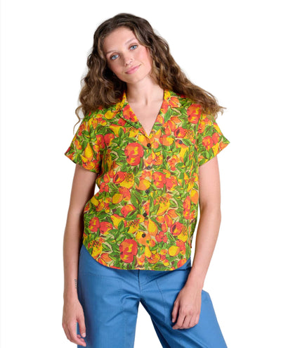 Toad&Co Camp Cove Short Sleeve Shirt for Women Salt Fruit Print