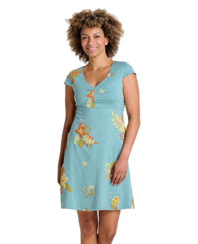 Toad&Co Rosemarie Dress for Women Mineral Lg Floral Print #color_mineral-lg-floral-print