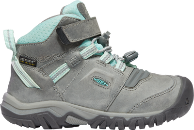 Keen Ridge Flex Mid-Top Waterproof Hiking Boots for Kids (Past Season) Grey/Blue Tint 