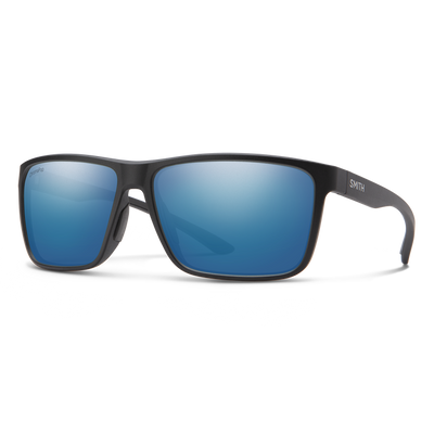 Smith Riptide Sunglasses Matte Black + ChromaPop Glass Polarized Blue Mirror Lens