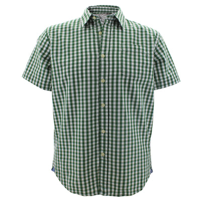 Half-Moon Threadworks Short Sleeve Oxford Shirt for Men Green/White Check