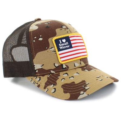 Half-Moon Outfitters I <3 Small Waves Flag Patch Trucker Hat Desert Camo