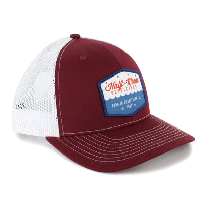 Half-Moon Outfitters Richardson Big Badge Trucker Hat Cardinal/White