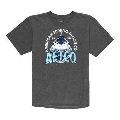 AFTCO Sharko Short Sleeve T-Shirt for Boys (Past Season) Charcoal Heather
