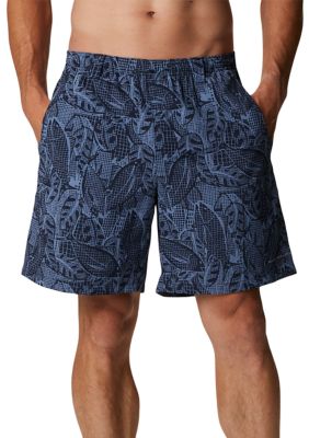 Columbia Sportswear 8" Super Backcast Water Short for Men Collegiate Navy Crosshatched Tuna Print