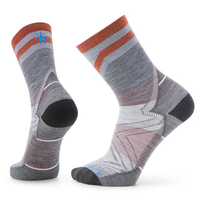 Smartwool Run Zero Cushion Mid Crew Pattern Socks for Men Medium Gray