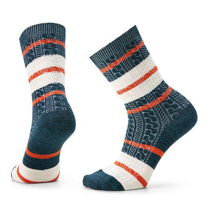 Smartwool Everyday Striped Cable Crew Socks for Women (Past Season) Twilight Blue 