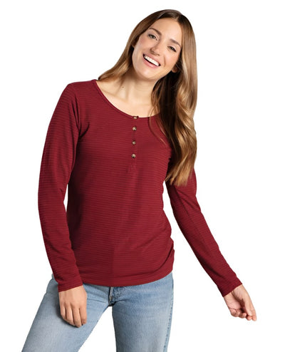 Toad&Co Piru LS Henley for Women Prickly Pear Stripe