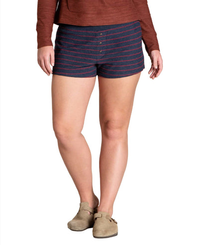 Toad&Co Foothill Waffle Shorts for Women True Navy Foothill Stripe #color_true-navy-foothill-stripe